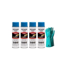 Industrial Choice Striping Paint, Dark Blue/Blue, Aerosol Spray, 18oz 4Pack with Protective Gloves