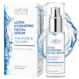 DABZAL Skin Aesthetics Hyaluronic Acid and Collagen Face Serum - Reduce Wrinkles & Fine Lines Locks in Moisture & Ultra Hydrating Facial Serum - Cruelty Free Korean Skincare - 1.69 Fl. oz