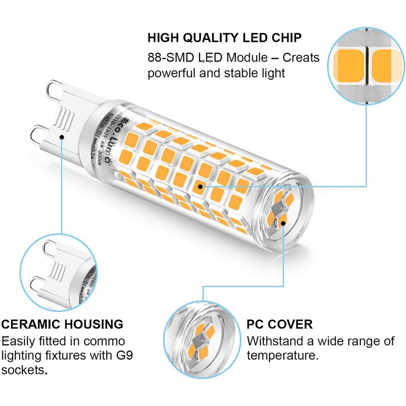 Eco.Luma G9 LED Bulb Dimmable, 6W T4 G9 LED Bulb
