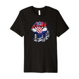 Retro Vintage Patriotic Croatian Banner Flag Croatia Fan Premium T-Shirt