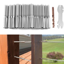 XDRCTEY 24 Pack Swage Lag Screws Left & Right for 1/8" Cable Railing kit,T316 Stainless Steel Stair Deck Railing Wood Post of Cable Railing Kit, Decking Railing Hardware, DIY Baluster Kit