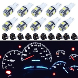 T10 194 168 - Bombillas LED blancas de 6000 K, calibre de panel brillante, 10 unidades por juego