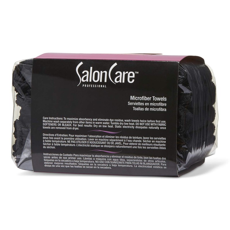 Salon Care Black Microfiber Towels