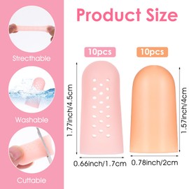 Wanmu Gel Finger Cots with Air Holes, 20 Pcs Nail Biting Prevention Finger Gloves, Finger Protectors, Finger Covers for Relief Hand Eczema, Healing for Wounds, Trigger Finger, Finger Cracking, Finger