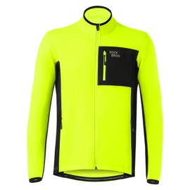 ROCKBROS Cycling Jackets for Men Winter Warm UP Thermal Bike Jackets Breathable Windproof with 3 Pockets M