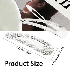 4Pcs Hair Clips Metal Snap Hairpins Bling Crystal Hair Barrettes Glitter Hair Decorative Party Valentine's Day Hair Accessories for Women Girls