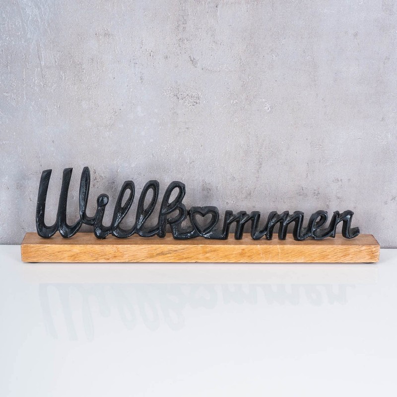 levandeo Lettering Welcome 45 cm Metal Black Mango Wood Decorative