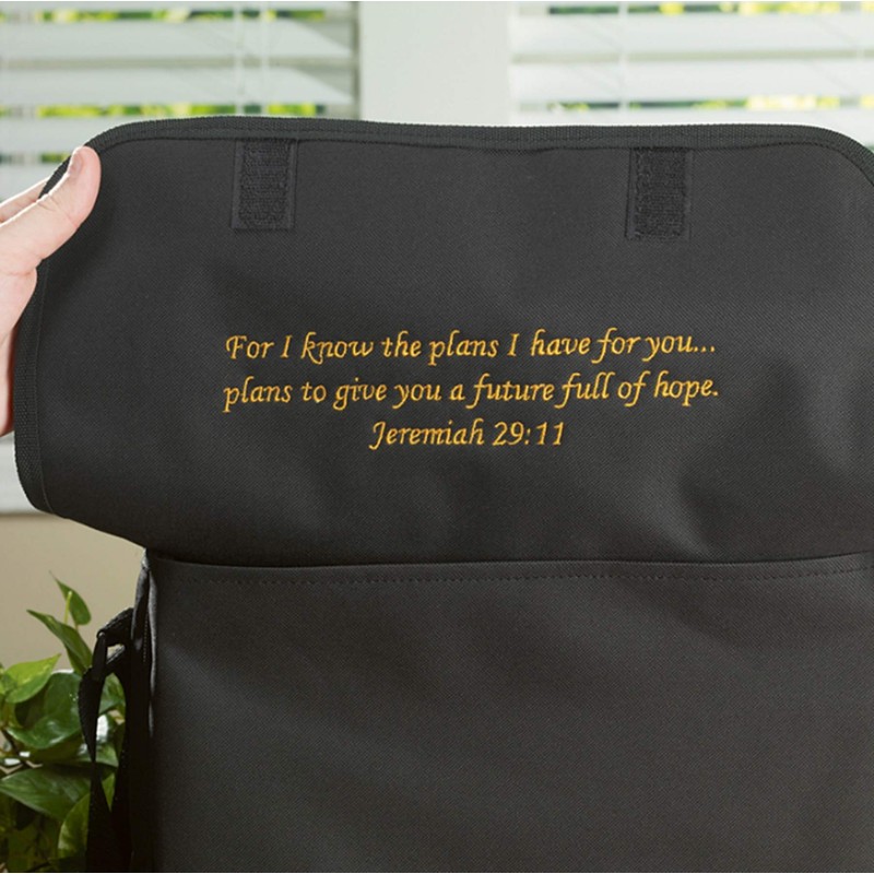 Religious Gifts Black Canvas Embroidered Jeremiah 29:11 Messenger Tote Bag,
