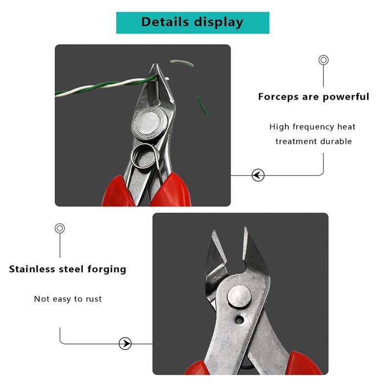 Diagonal Pliers, Electrical Wire Side Cutting Pliers Precision Flush Cutters,