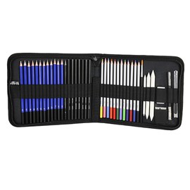 Sketching Drawing Kit Professional Portable Charcoal Graphite Water Based Colored Pencil Art Sketch Supplies 41 Pack