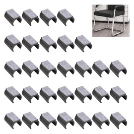 UFURMATE Chair Pads, 30 Pieces Plastic Chair Leg Floor Protectors with Felt Pads, U Shaped Chair Tube Sleeves, Non-Slip Chair Legs, Tip Caps for Round Sledge Base, Chair Legs (25 mm,