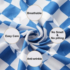Bed Sheet Set 4 Piece -Full Size-Soft Durable Microfiber Bedding Sheet Set,Deep Pocket,Stain,Fade & Wrinkle Resistant Blue and White Checkerboard Grid(Plaid Blue&White)