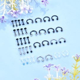 AceFun 16G Lip Bar Mix Color Helix Tragus Cartilage Hoop Stud Earring Lip Rings Labret Stud Horseshoe Eyebrow Nose Rings Piercing for Women Men Jewelry