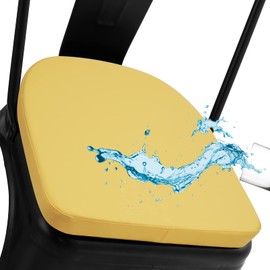 BUYUE 14" Metal Chair Cushion with Magnetic 1 Piece, Luxury PU Leather Waterproof Anti-Slip Seat Pad for Kitchen Cafe Dining Bistro Stackable Chairs (U-Shape, Yellow, 1)