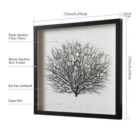 ARTECORS Wall Art for Living Room Dining Room Entrance Corridor Bedroom Decoration… (Black Sea Fan 24"x24")