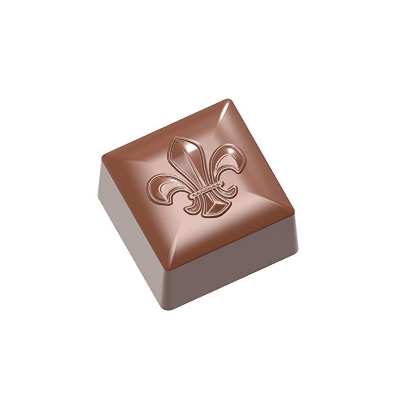 Chocolate World 1885 Polycarbonate Chocolate Mold Fleur-de-Lys Square Candy Mould