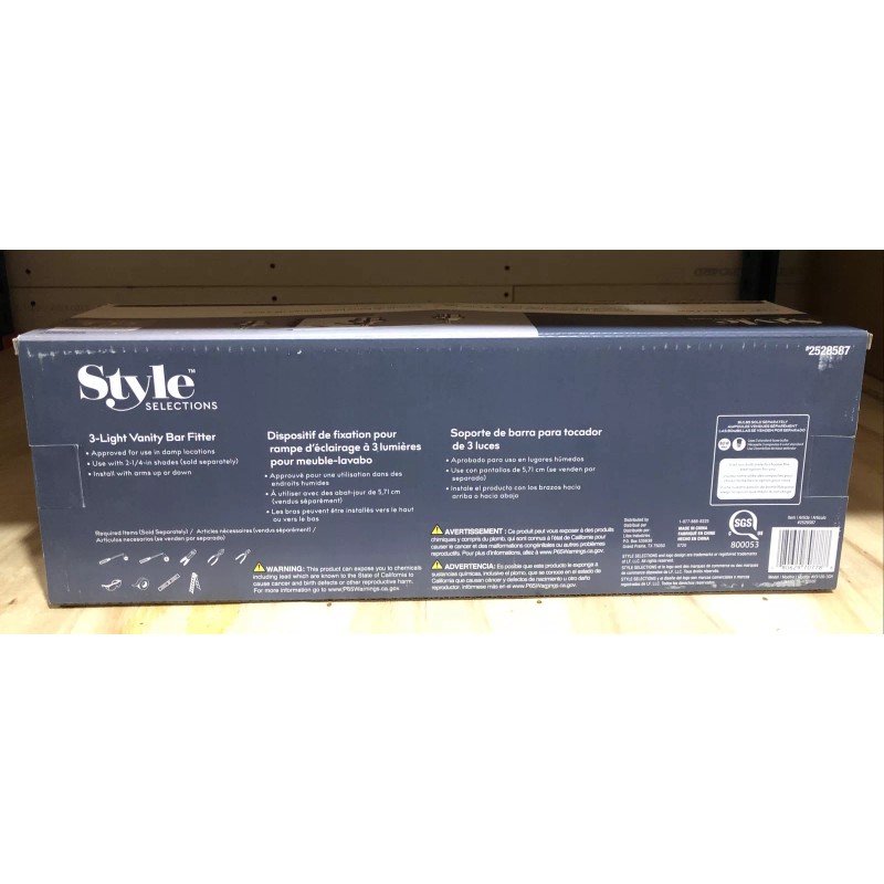 Style Selections 3-Light CHROME Transitional Vanity Light Fitter