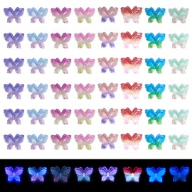 KISSITTY 160Pcs Luminous Butterfly Nail Charms Glow in the Dark Butterfly Nail Art Charms 3D Butterfly Nail Art Decoration for Manicure