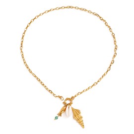 MIJENITI Beach Conch Fish Necklace for Women - Dainty Beach Necklaces for Women, Chunky Gold Conch Pendant Jewelry | Summer Boho Waterproof Jewelry Gifts