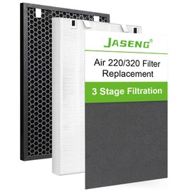 JASENG For Bissell Air 220 Filter Replacement H13 Main Filter Compatible with Bissell Air320 Air220, 3 Stage Filtration System(Pre + Mian filter + Activated Carbon)