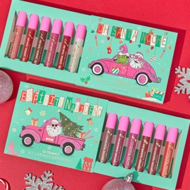 Mate Líquido y Brillos Kit | Set de 6 labiales | Regalo para el Día de la Madre | Lápiz Labial de Color Intenso | Larga Duración + Resistente al Agua, 02DecembertoRemerber