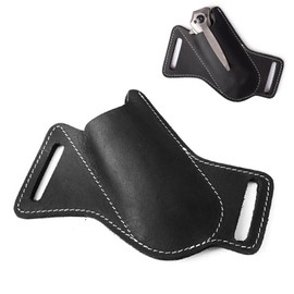 Zittop 1pcs Leather Knife Sheath for Pocket Folding Knife Carrier, EDC Leather Sheath for Folding Knife Carrier (Black)