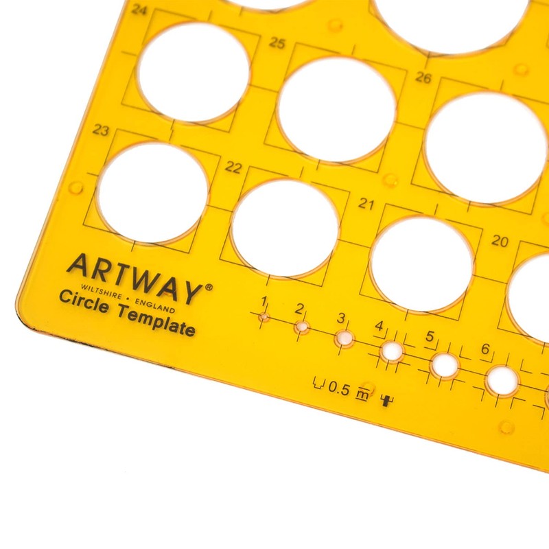 Artway Circle Template - Shatter Proof - 36 Metric Circles