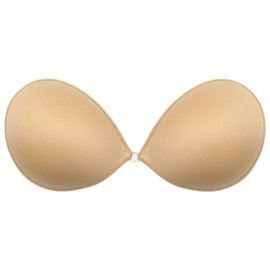 Wingslove Adhesive Bra Sticky Strapless Push up Invisible Reusable Self Silicone Bra for Backless Dress (Champagne,A Cup)