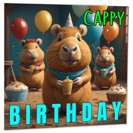 Capybara Birthday Card Cute Capybaras Card - Cappy Birthday 145 x 145mm