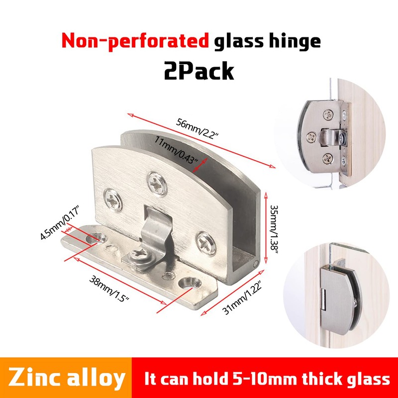 2 Pcs Glass Doors Hinge Cupboard Showcase Wine Cabinet Clamp