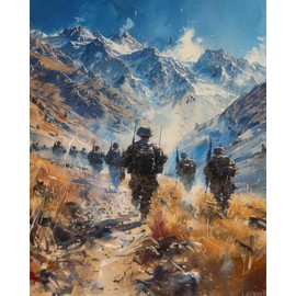 Army Paint by Numbers Kit for Adults, Modern Aesthetic Paint by Number on Canvas, Abstract Art Digital Oil Painting Kits Suitable for Home Wall Decoration Gift 16" x 20"