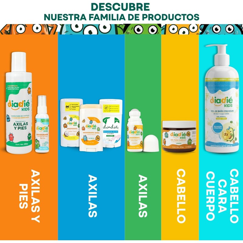 DIADIE KIDS Desodorante natural para Niños, Barra, Original 3 Pack