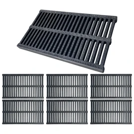 Natotela 6 Pack Polymer Plastic Channel Drain Grate-19.7x11.8x1.2 in Durable Trench Cover,Total Length 118 in Polymer Drain Strainer,Outdoor Drain Grates for Yard Fence Sidewalk Patio Houseside