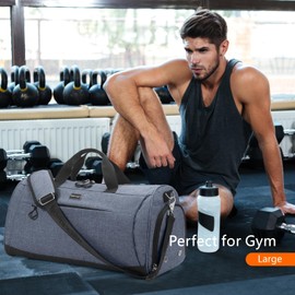 TOPDesign Gym Bag for Women & Men, Unisex Duffel Bag with Shoe Compartment & Wet Pocket for Travel Sports Gym (L Textured Blue)