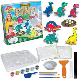 Small World Toys Dinosaur Painting Kit for Kids, Cast and Paint Your Own Figurines with Magnets for Crafts, Fridge Magnets for Kids, Creative Activity Art Set for Boys & Girls Age 5+