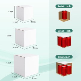 Eupako 30 Pack Small Shipping Boxes Assorted Sizes, 4x4x4 & 5x5x5 & 6x6x6 10 PCS Each Small Boxes, White Corrugated Box Mailers, Cardboard Boxes for Packaging Small Business, Mailing