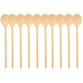 teemando® 10 X Brand Round Wooden Cooking Spoons 25cm Cooking Spoons for Cooking and Baking