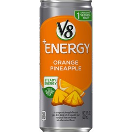 V8 +Energy, Healthy Energy Drink, Natural Energy from Tea, Orange Pineapple, 8 Ounce Can (Pack of 24)