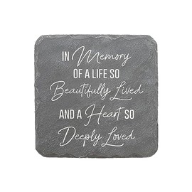 Pavilion Gift Company 25322 in Memory-7.75" x 7.75" Garden Stone, Gray, White