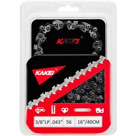 KAKEI Chainsaw Chain 16 Inch 3/8" LP Pitch .043" Gauge 56 Drive Links Fits Ego CS1613, Dewalt DCCS690-49162715, DWO1DT616, R56 (1 Chain) - Semi Chisel