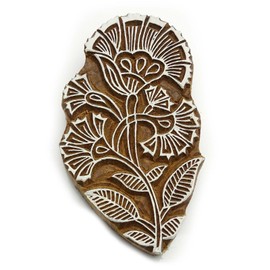 Indian Hand Carved Flower Design Wooden Printing Block Textile Stamp