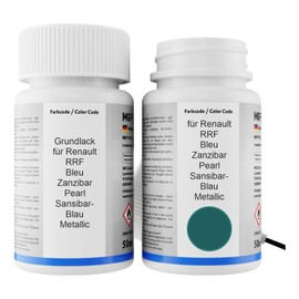 MG PRIME Autolack Lackstift Set für Renault RRF Bleu Zanzibar Pearl/Sansibar-Blau Metallic Grundlack Basislack Klarlack je 50ml