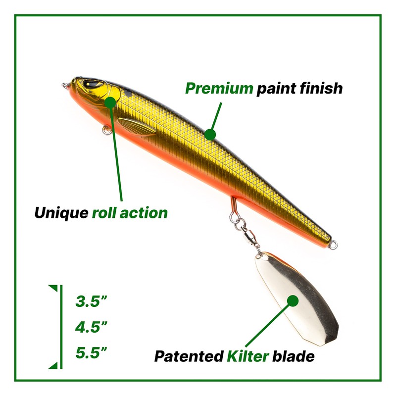 Freedom Tackle Mischief Minnow – 4.5" Floating Topwater Lure, Golden