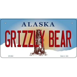 Grizzly Bear Alaska Novelty Metal Bicycle Plate BP-9594