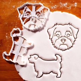 BAKERLOGY Set of 2 Norfolk Terrier Cookie Cutters - Detailed Biscuit Cutter Design for Baking and Crafts, ideal on fondant, dough, clay