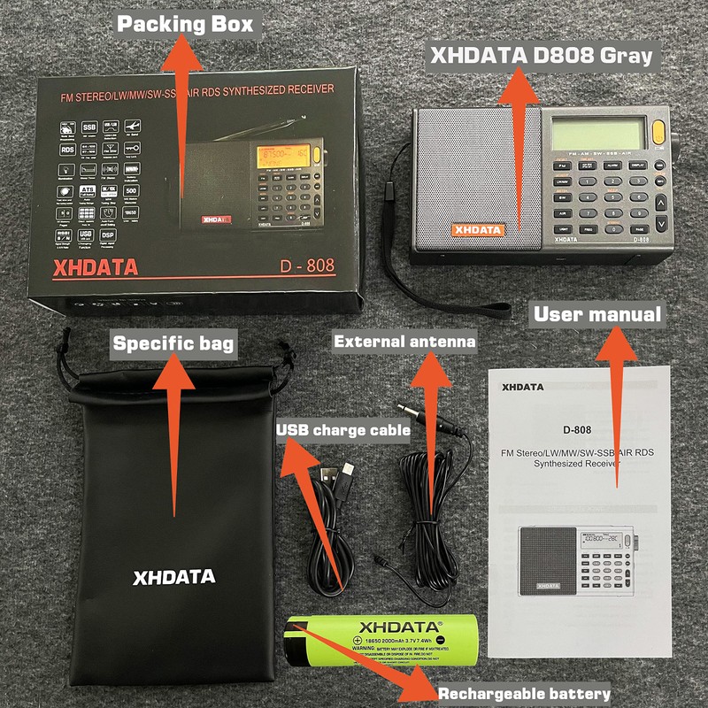 XHDATA D-808 Portable Digital Radio FM SW MW LW SSB
