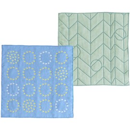 Imabari Towel Handkerchief Flower Iroha Flower 9.8 x 9.8 inches (25 x 25 cm) Retirement Celebration Return Gift Home Celebration Present 100% Cotton Gauze (M2A: Mimoza Modern & Olive Modern)