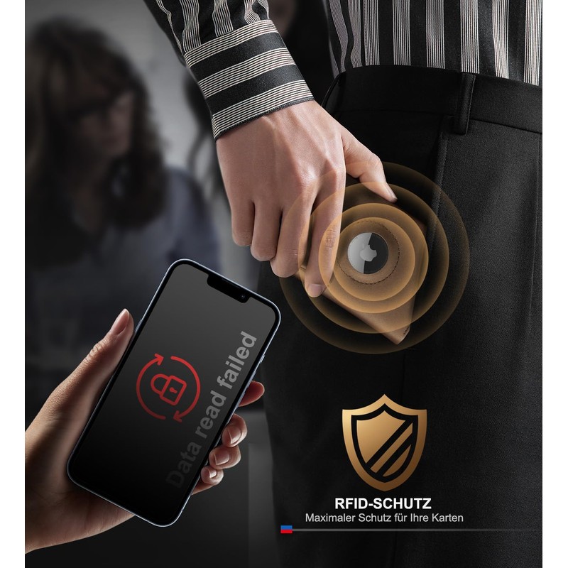 DOMIPHIE Mens Airtag Hole Wallet, Brown vintage, Modern