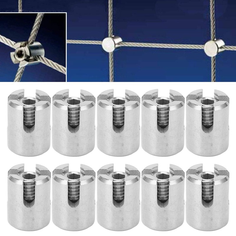 10Pcs Cross Cable Clamp Stainless Steel Wire Railing Clamp Fastener