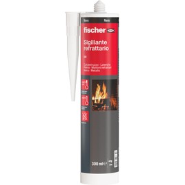 Fischer Sigillante Refrattario SR Nero, Fino a 1200° (1500° Picco), Resistente alle Alte Temperature e al Calore, per Giunti all'Interno di Caminetti, Barbecue, Stufe, Forni, Caldaie, 544448